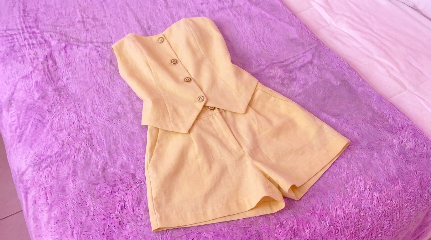 Conjunto alfaiataria colete e short, still de closet